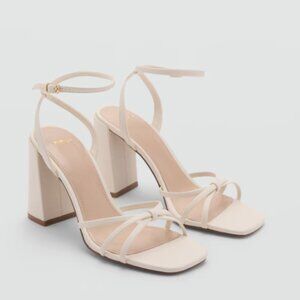 Mango Strappy Nude Heeled Sandals Size 5